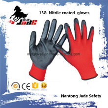 13G Nylon Línea Palm Negro Nitrile Smooth Coated Glove